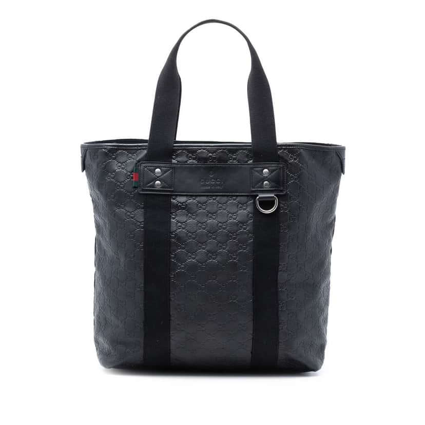 Gucci Guccissima Web Tote Black Leather Very good condition - Front View