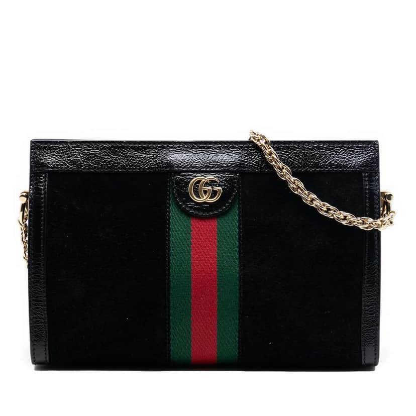 Gucci Small Suede Ophidia Chain Crossbody Black Leather Good condition - Front View