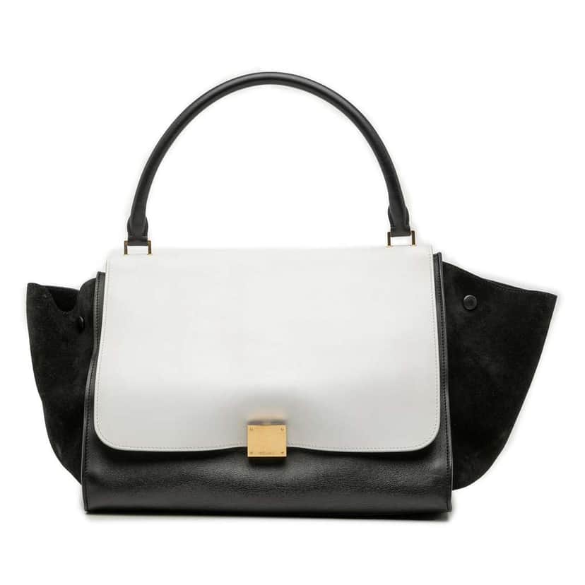 Celine Large Bicolor Leather Trapeze Satchel Black Leather Good condition - Front View