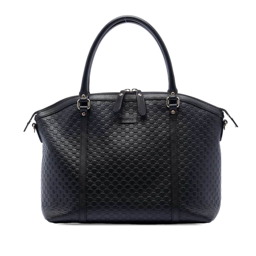 Gucci Large Microguccissima Dome Satchel Black Leather Good condition - Front View