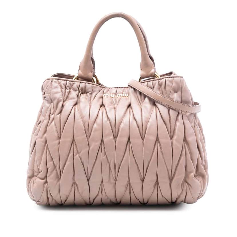 Miu Miu Matelasse Nappa Satchel Brown Leather Good condition - Front View
