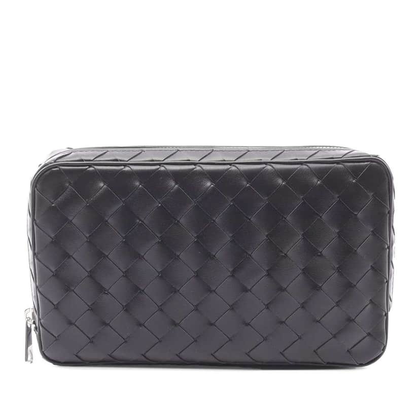 Bottega Veneta Medium Leather Intrecciato Organizer Black Leather Never worn - Front View