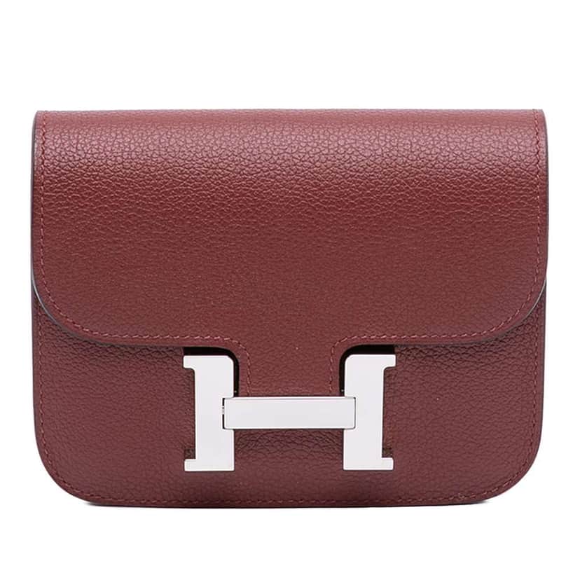 Hermès Clemence Constance Slim Wallet Red Leather Never worn - Front View