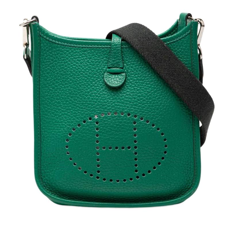 Hermès Clemence Evelyne TPM Green Leather Good condition - Front View