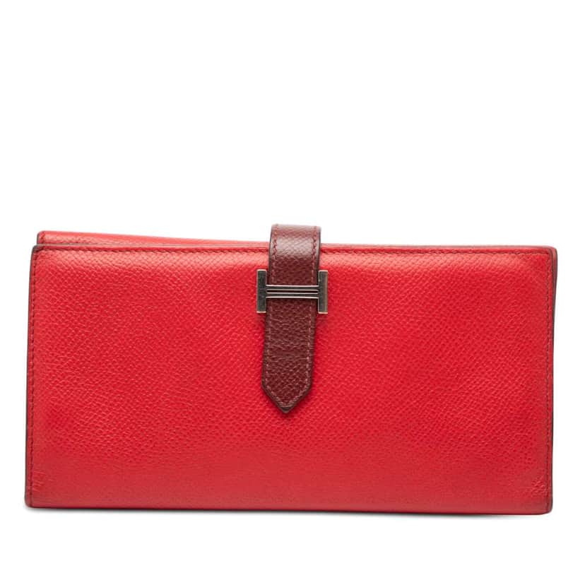 Hermès Bicolor Epsom Bearn Soufflet Bifold Long Wallet Red Leather Very good condition - Front View