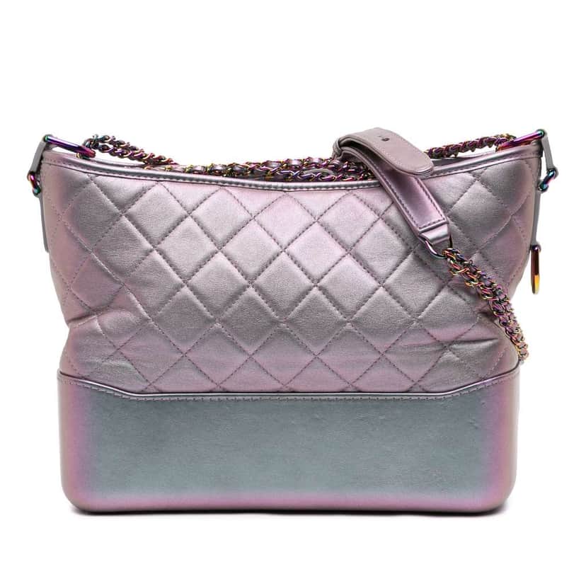 Chanel Medium Iridescent Calfskin Gabrielle Crossbody Purple Leather Very good condition - Front View