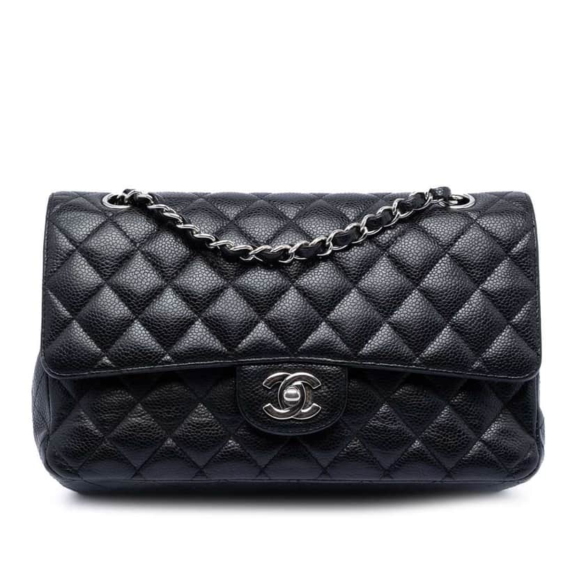 Chanel Medium Classic Caviar Double Flap Black Leather Very good condition - Front View