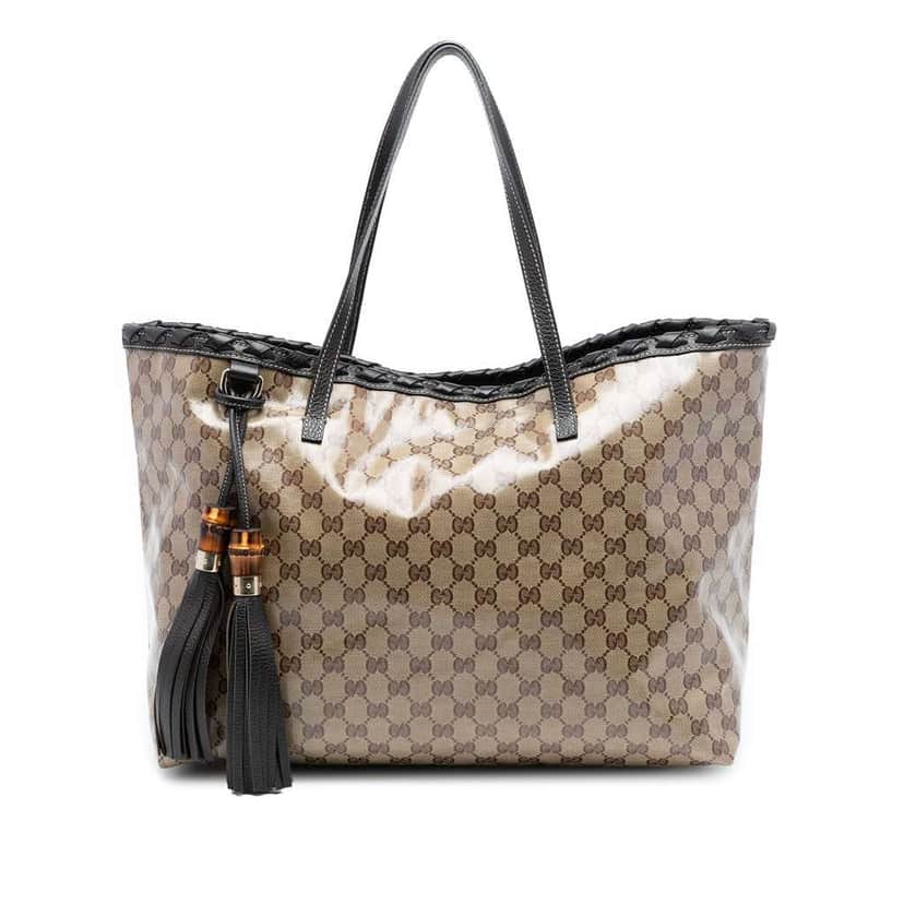 Gucci GG Crystal Peggy Braided Tote Brown Canvas Good condition - Front View