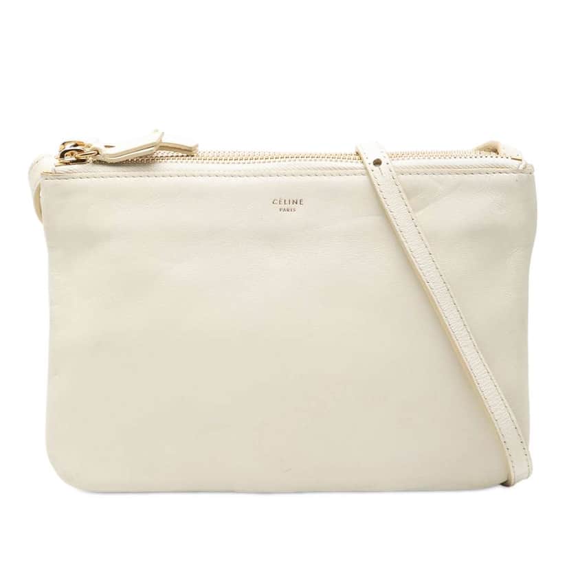 Celine Small Lambskin Trio Crossbody White Leather Good condition - Front View