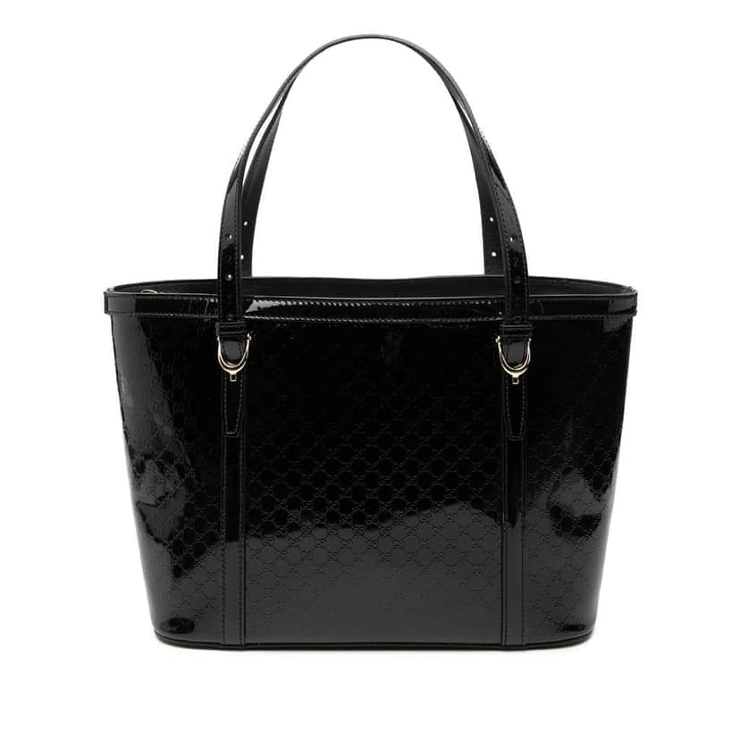 Gucci Patent Microguccissima Nice Tote Black Leather Good condition - Front View