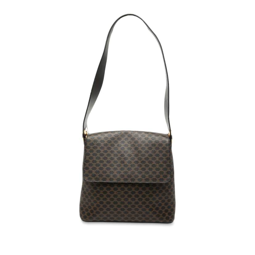 Celine Macadam Coated Canvas Shoulder Bag Brown Canvas Very good condition - Front View