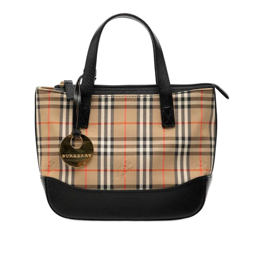 Burberry Haymarket Check Canvas Handbag Brown Canvas Good condition - Front View