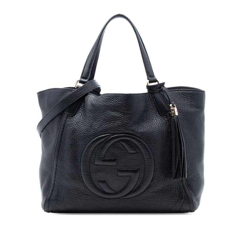 Gucci Medium Leather Soho Cellarius Tote Black Leather Good condition - Front View