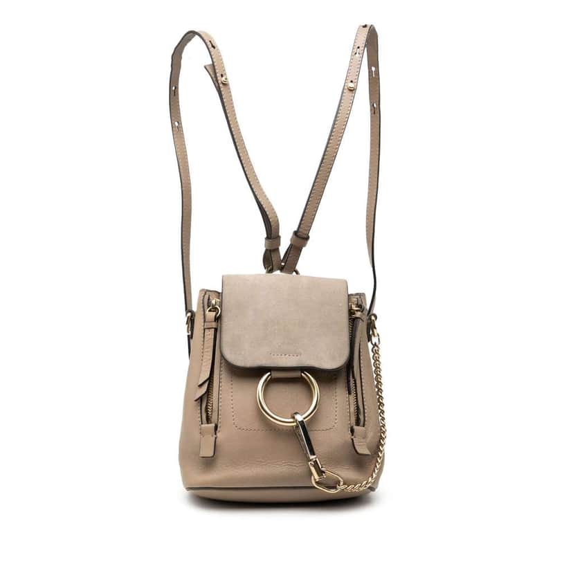 Chloé Mini Calfskin and Suede Faye Backpack Brown Leather Good condition - Front View