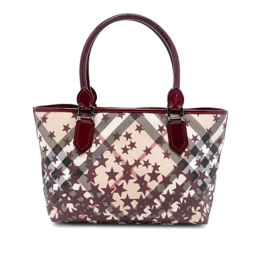 Burberry Medium Supernova Check Coated Canvas Star Nickie Tote Brown Canvas Good condition - Front View