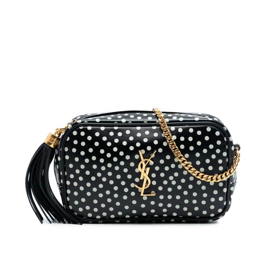 Saint Laurent Mini Calfskin Monogram Polka Dot Lou Camera Bag Black Leather Good condition - Front View