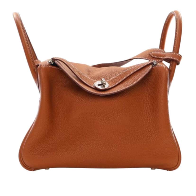 Hermès Clemence Lindy 26 Brown Leather Good condition - Front View