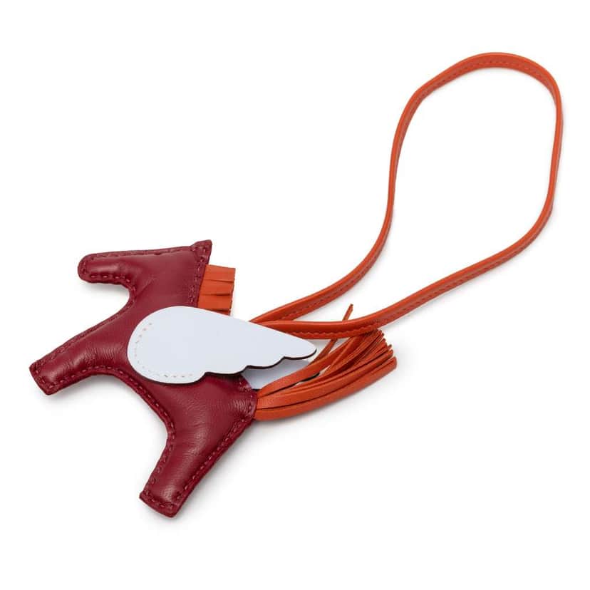 Hermès Milo Lambskin and Swift Grigri Rodeo Pegase Bag Charm PM Red Leather Good condition - Front View