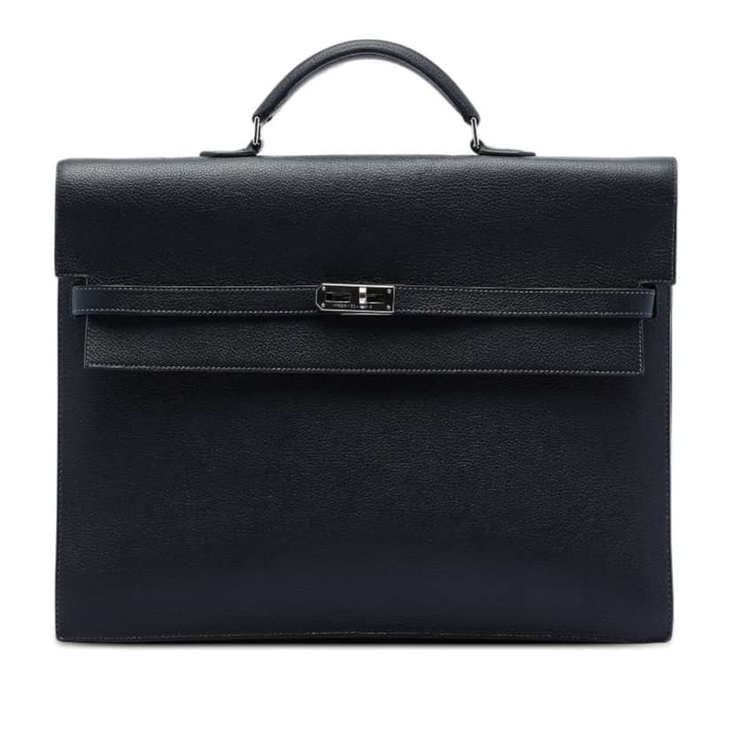 Hermès Togo Kelly Depeches 38 Black Leather Good condition - Front View