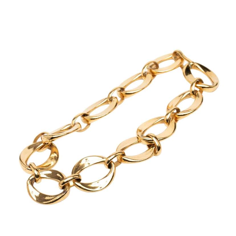Chanel Gold Plated Oval Chain Link Choker Necklace Gold Metal Good condition - Front View