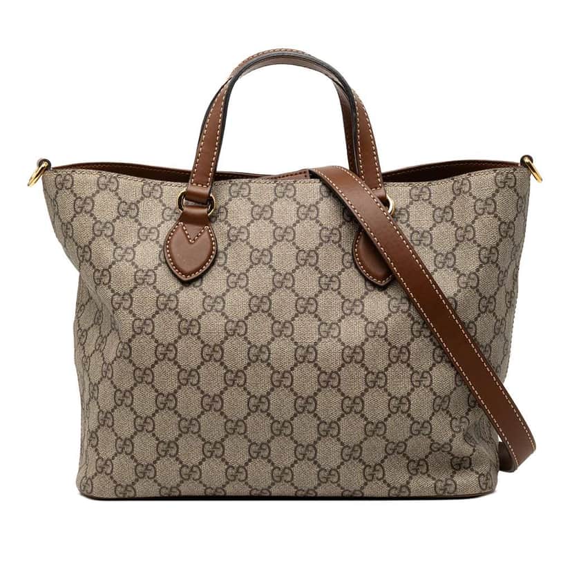 Gucci Small GG Supreme Satchel Brown Canvas Good condition - Front View