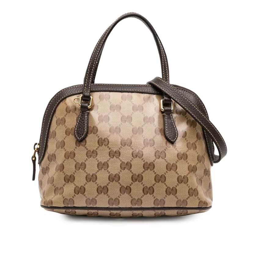 Gucci Mini GG Crystal Dome Satchel Brown Canvas Good condition - Front View