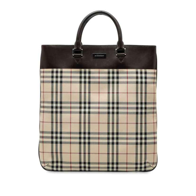 Burberry House Check Canvas Tote Brown Canvas Good condition - Front View