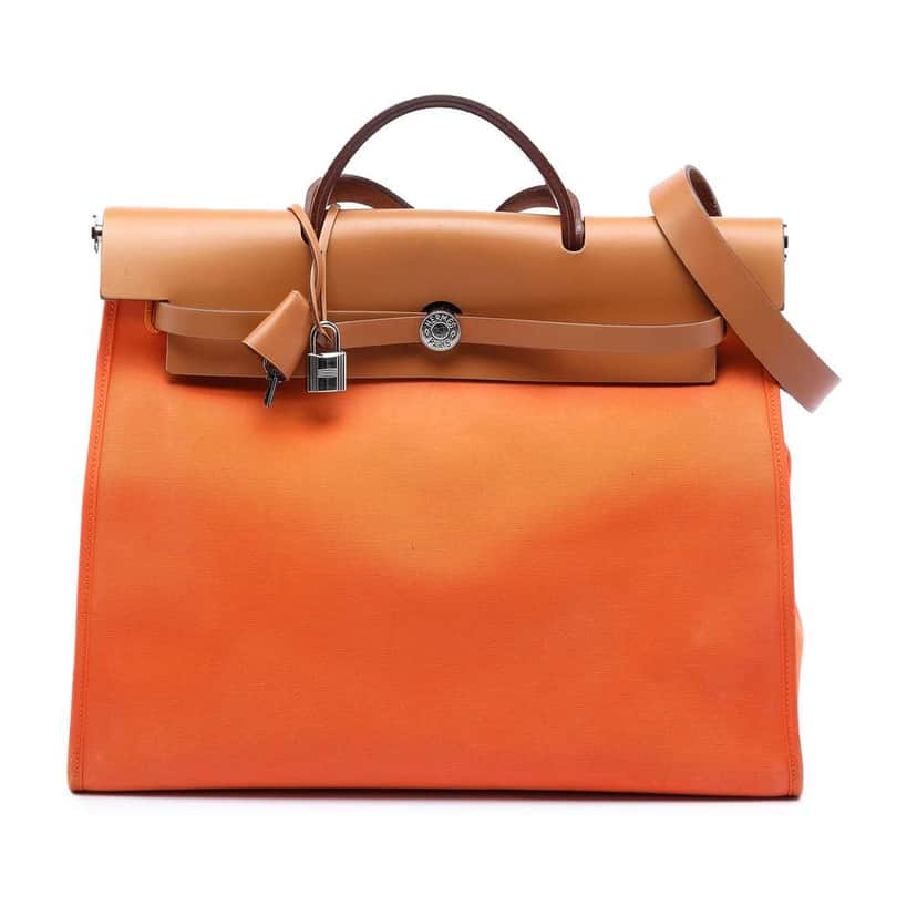Hermès Toile Herbag Zip 31 Orange Canvas Good condition - Front View