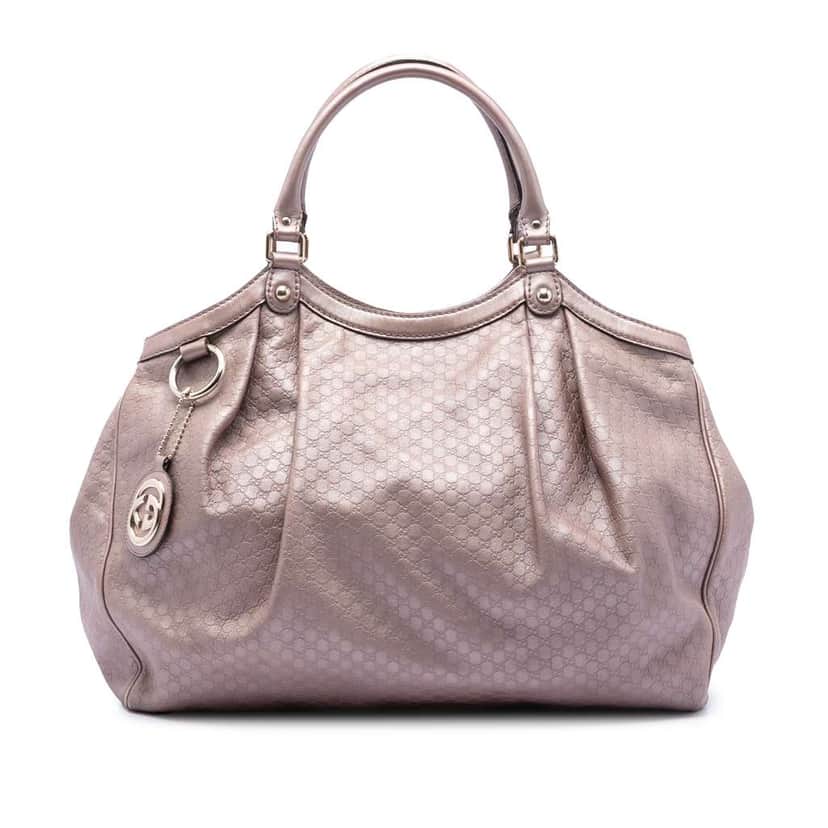 Gucci Large Metallic Microguccissima Sukey Tote Pink Leather Very good condition - Front View