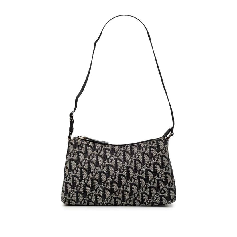 Dior Diorissimo Trotter Canvas Shoulder Bag Black Canvas Very good condition - Front View