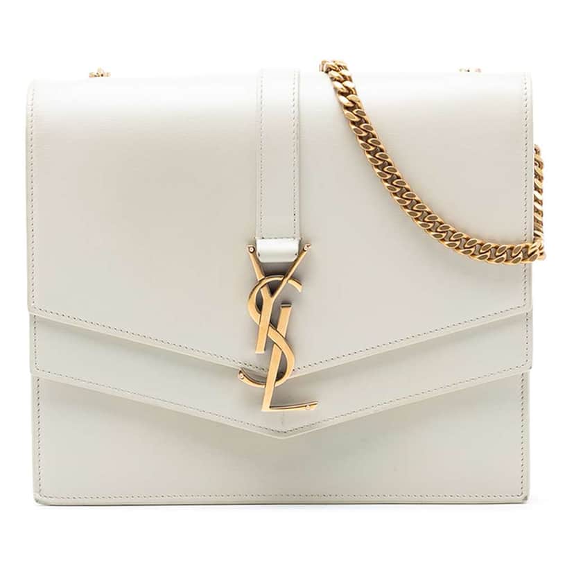 Saint Laurent Medium Leather Monogram Sulpice Crossbody White Leather Very good condition - Front View