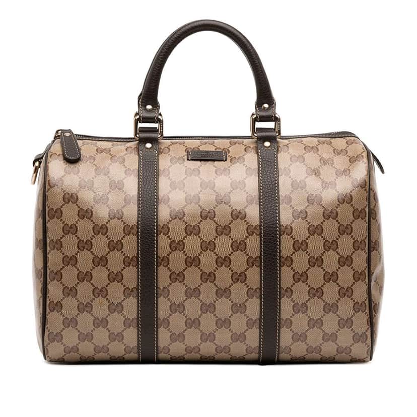 Gucci Medium GG Crystal Joy Boston Bag Brown Canvas Good condition - Front View