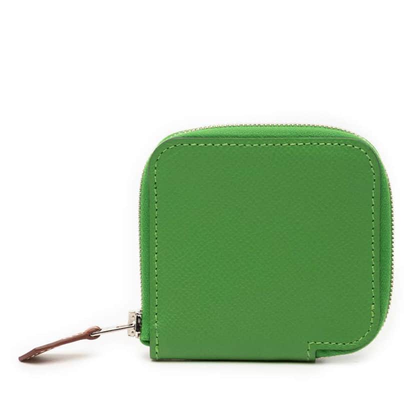Hermès Epsom Azap Silk In Change Purse Green Leather Good condition - Front View