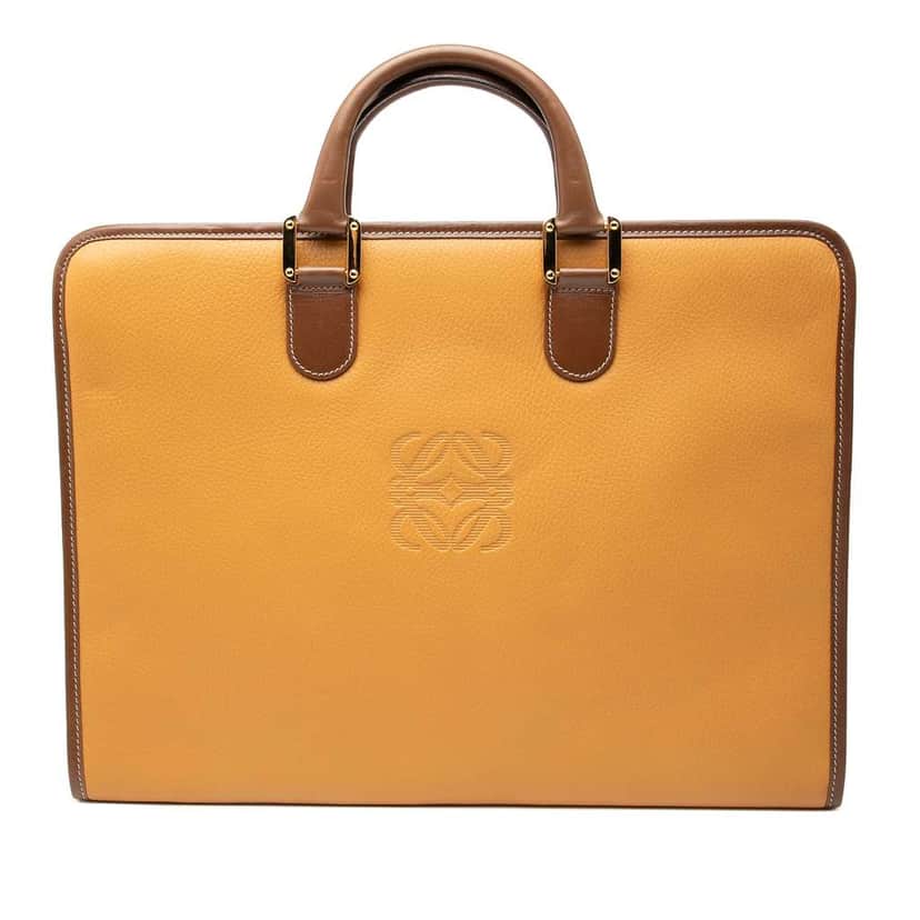 Loewe Leather Anagram Briefcase Brown Leather Good condition - Front View