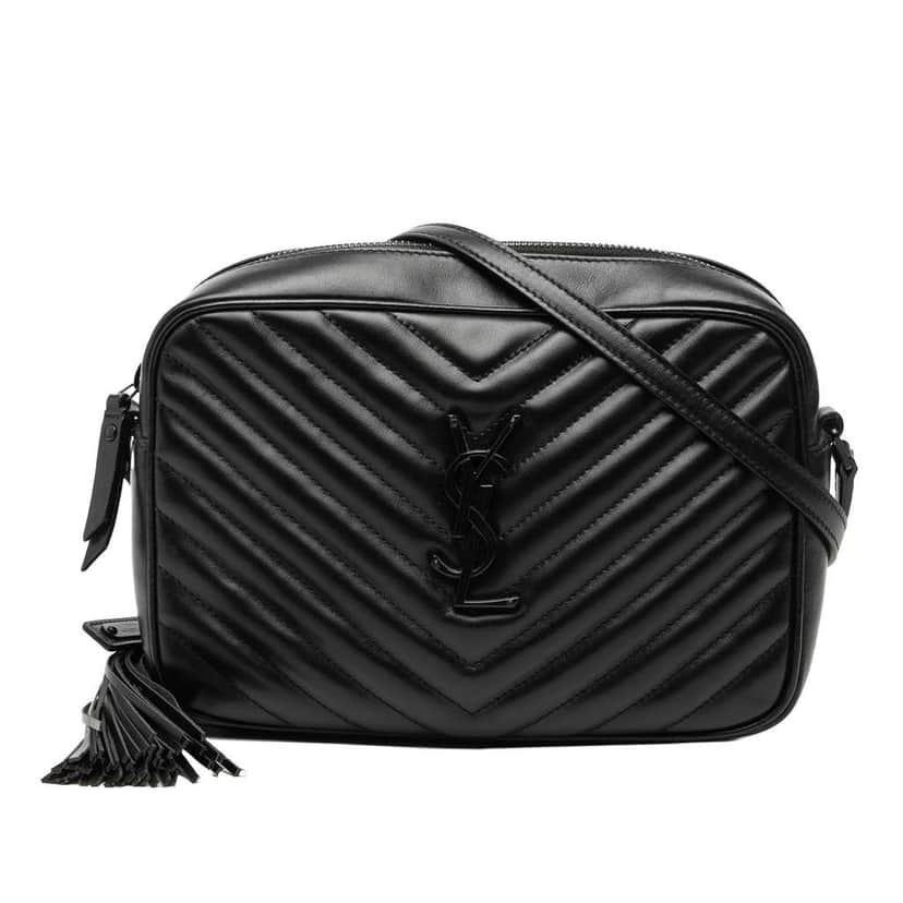 Saint Laurent Chevron Calfskin Monogram Monochrome Lou Camera Bag Black Leather Good condition - Front View