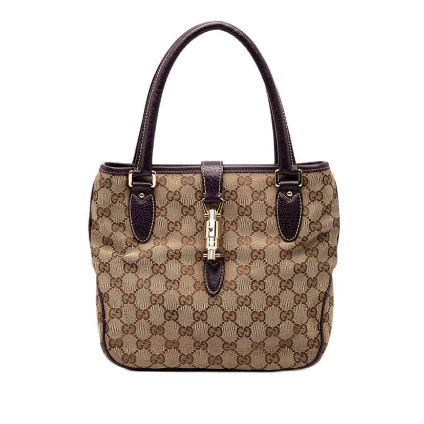 Gucci GG Canvas Jackie Tote Brown Canvas Good condition - Front View