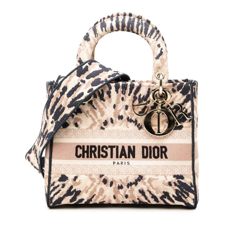 Dior Medium Embroidered Canvas Tie Dye Lady D Lite Pink Canvas Very good condition - Front View