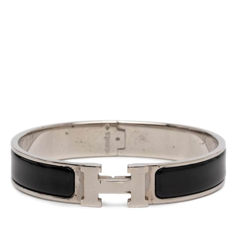 Hermès Narrow Enamel Clic H Bracelet PM Black Good condition - Front View
