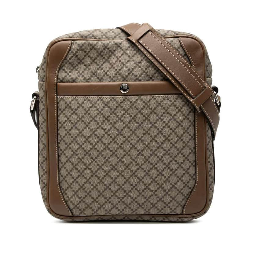 Gucci Diamante Coated Canvas Zip Crossbody Brown Canvas Very good condition - Front View