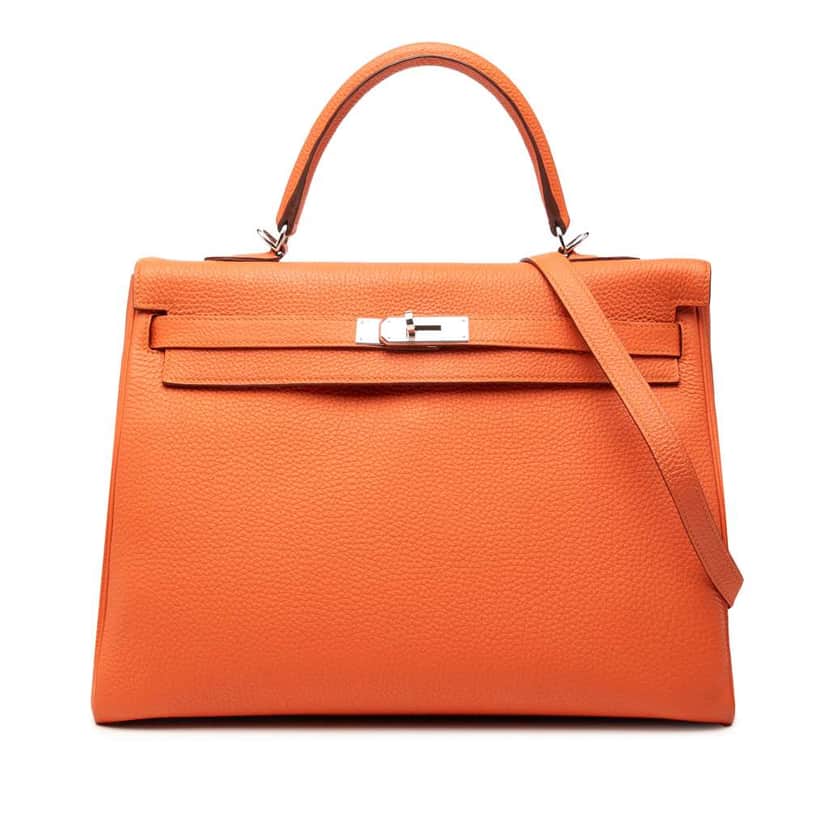Hermès Togo Kelly II Retourne 35 Orange Leather Good condition - Front View