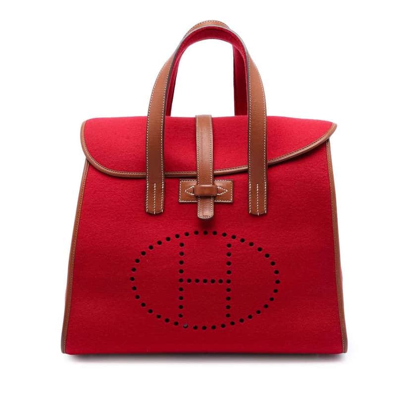 Hermès Felt and Barenia Feu2Dou Red Wool Good condition - Front View