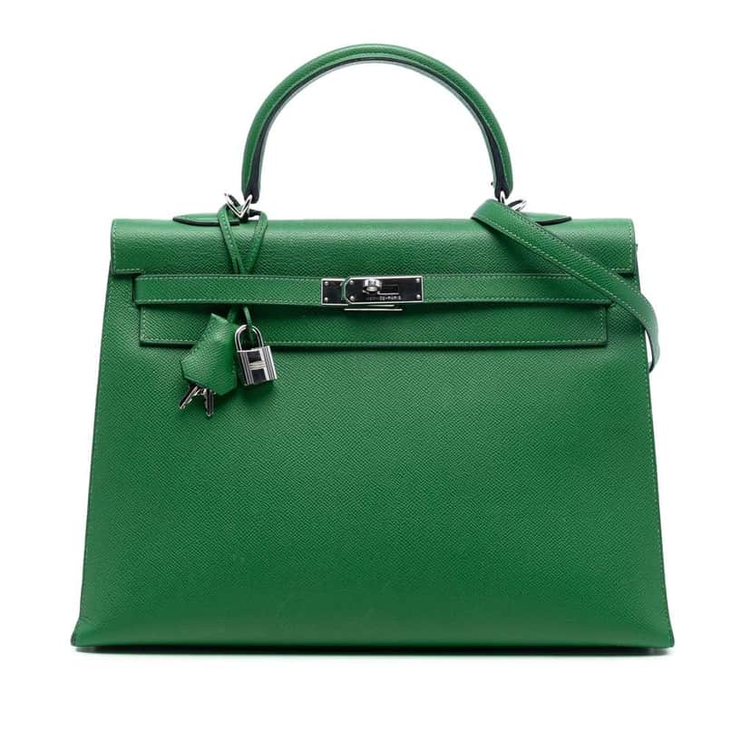 Hermès Epsom Kelly II Sellier 35 Green Leather Good condition - Front View