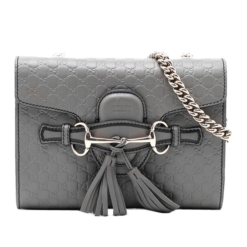 Gucci Mini Microguccissima Emily Crossbody Grey Leather Very good condition - Front View