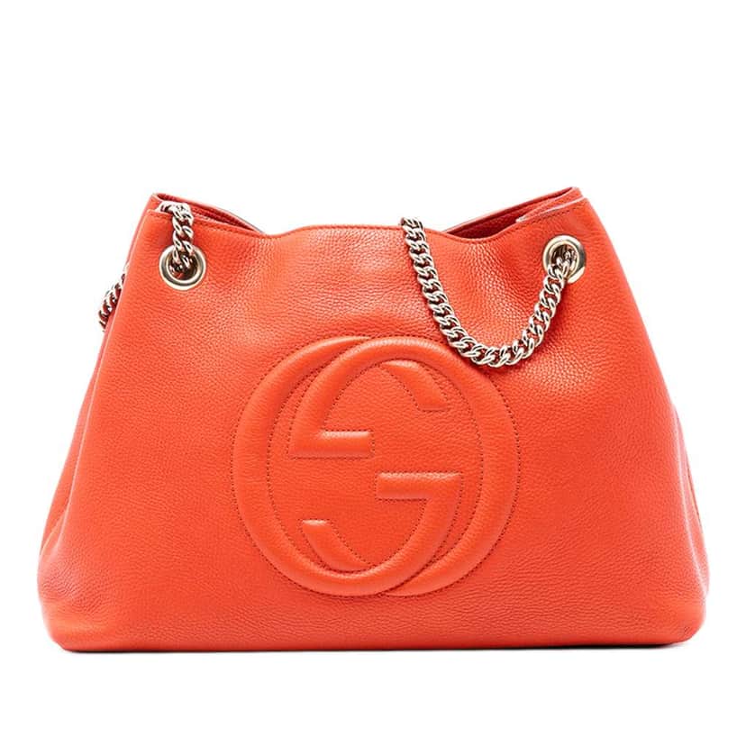 Gucci Medium Leather Soho Chain Tote Orange Leather Very good condition - Front View