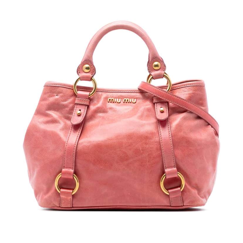 Miu Miu Vitello Lux Satchel Pink Leather Good condition - Front View