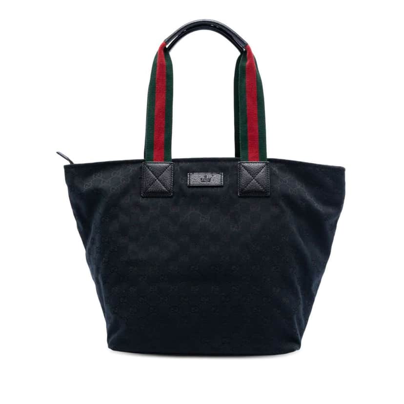 Gucci GG Canvas Web Tote Black Canvas Very good condition - Front View