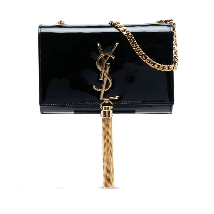 Saint Laurent Small Patent Monogram Kate Tassel Crossbody Black Leather Very good condition - Front View