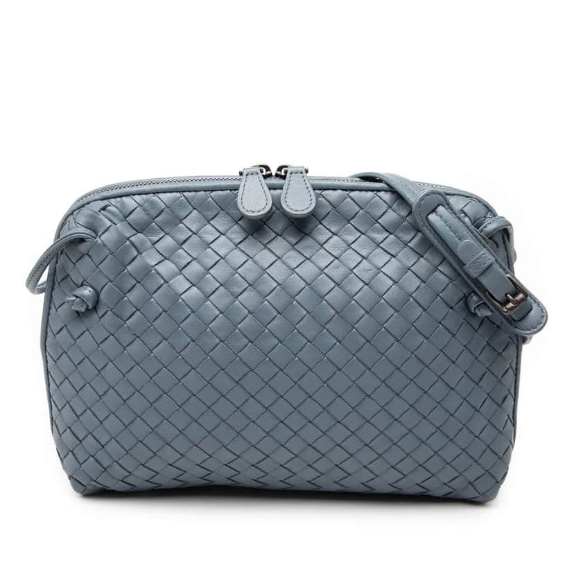 Bottega Veneta Nappa Intrecciato Nodini Crossbody Blue Leather Good condition - Front View