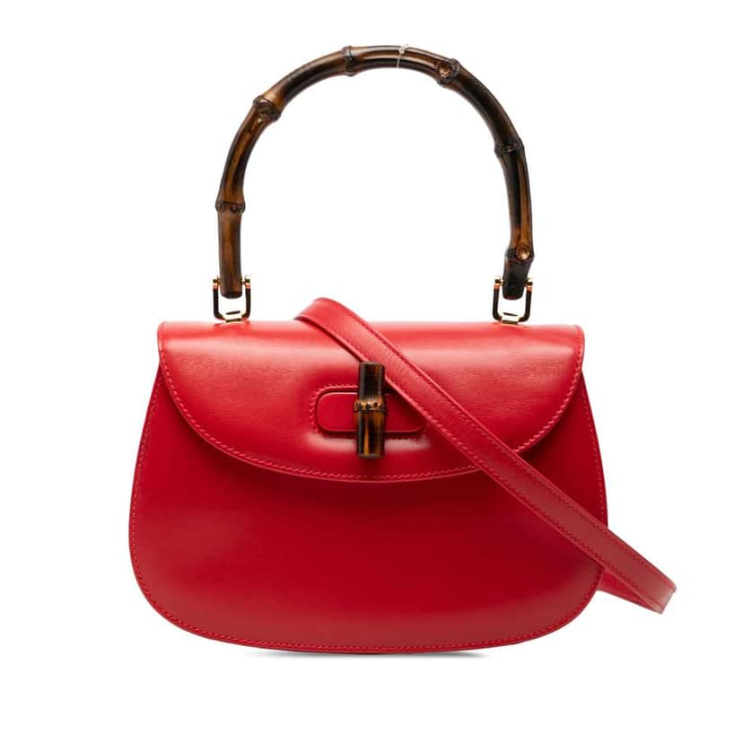 Gucci Small Calfskin Bamboo Night Red Leather Very good condition - Front View