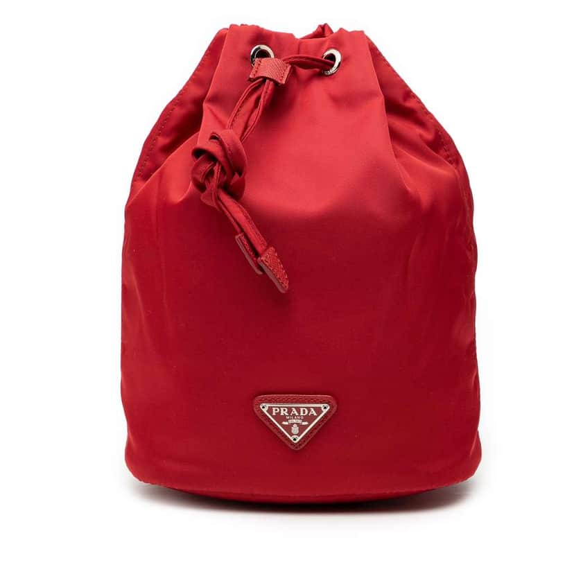 Prada Tessuto Drawstring Pouch Red Very good condition - Front View